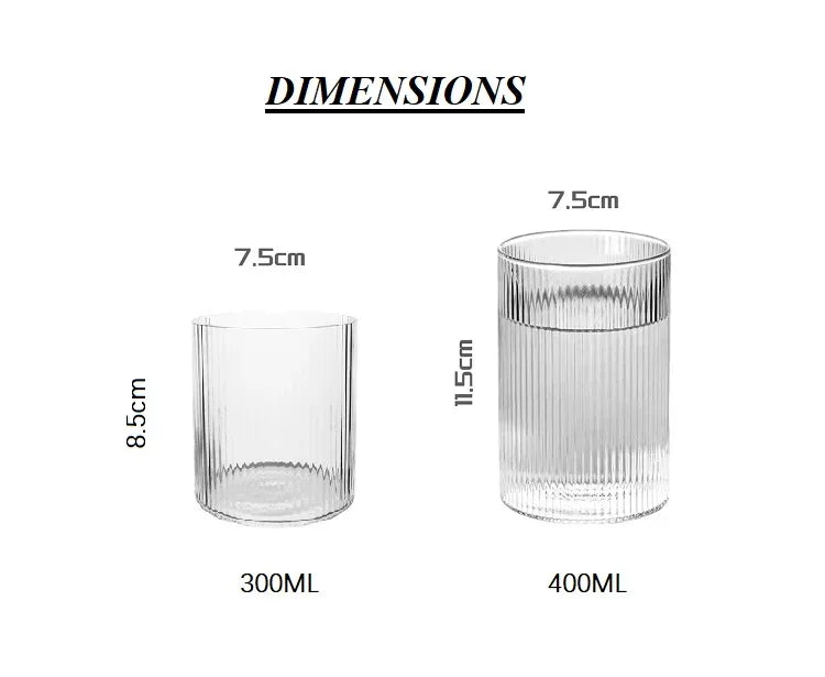 Striped Glass Coffee Mug 300/400ml