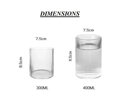 Striped Glass Coffee Mug 300/400ml