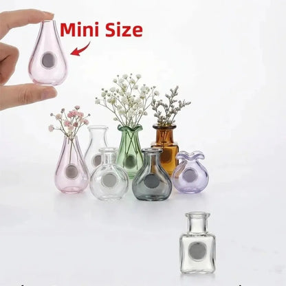 6Pcs Mini Magnetic Glass Vases – Creative Hydroponic Plant Decor