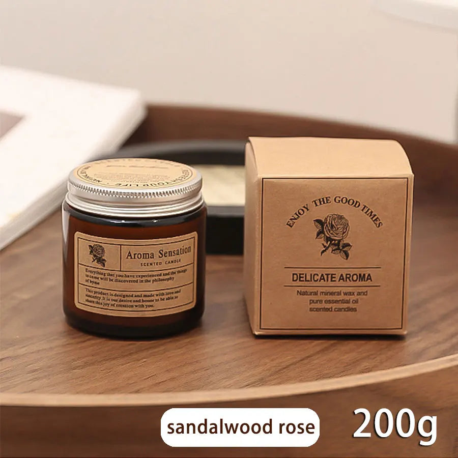 1pcs Brown Glass Cup Aromatherapy Candle Smokeless Scented Candle Suitable for Home Decoration Birthday Valentine&