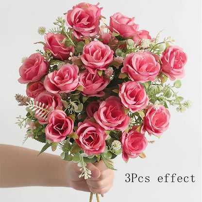 1/2/3Pcs Premium 30cm Silk Rose Artificial Flowers Bouquet
