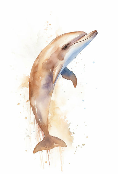 Watercolor Blue Coastal Sea Creatures Canvas Wall Art Posters