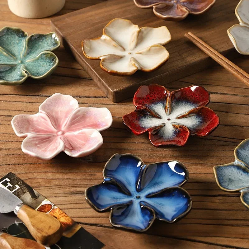 Vintage Flower-Shaped Ceramic Small Bowl