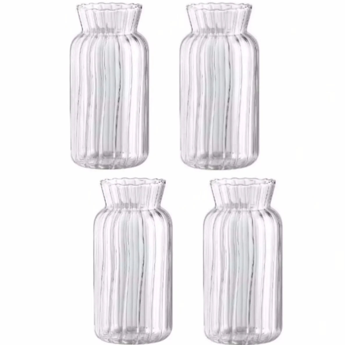 Transparent Glass Vase – Retro Striped Hydroponic Flower Decor