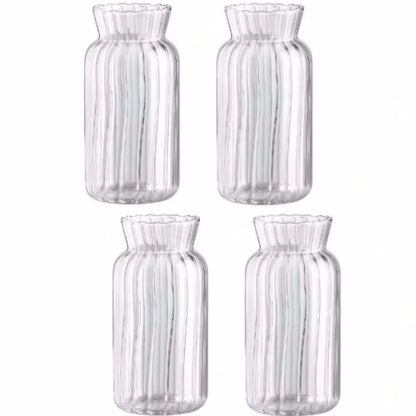 Transparent Glass Vase – Retro Striped Hydroponic Flower Decor