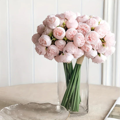 27-Heads Premium Silk Artificial Peony Bridal Bouquet