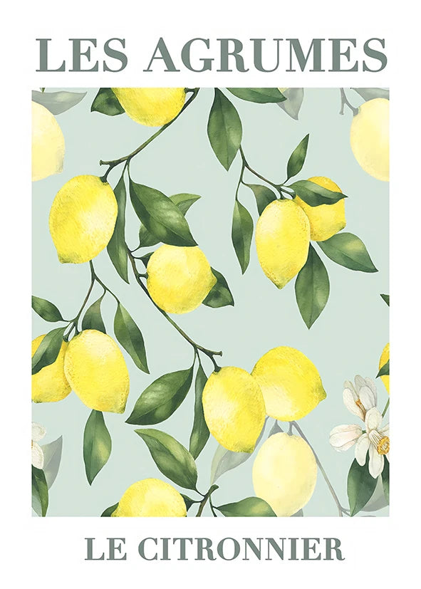 Retro Lemon Garden Canvas Wall Art 🍋🌿
