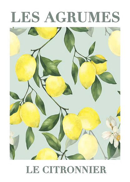 Retro Lemon Garden Canvas Wall Art 🍋🌿