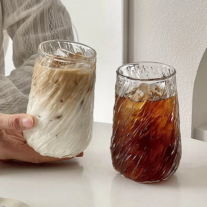 400ml Ribbed Glass Coffee Mug ☕✨