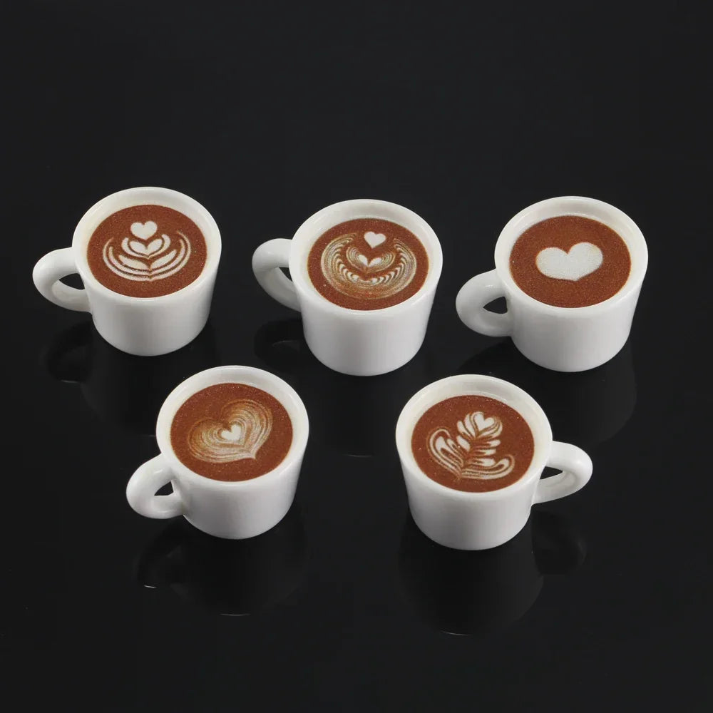 10pcs Cute Latte Art Coffe Cup Charms 3D Resin Drink Mug Pendants for Earring Necklace Keychain Dollhouse DIY Jewelry Making