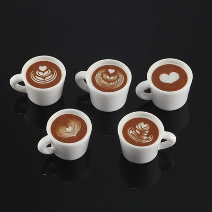 10pcs Cute Latte Art Coffe Cup Charms 3D Resin Drink Mug Pendants for Earring Necklace Keychain Dollhouse DIY Jewelry Making