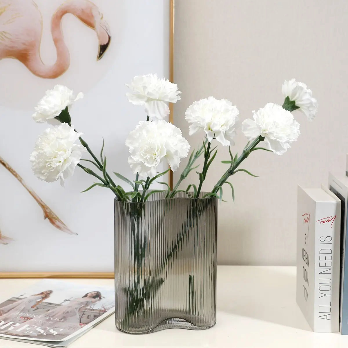 5/10PCS Premium Silk Artificial Carnation Bouquet for Weddings