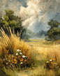 Retro Nostalgia Wildflower Farmhouse Canvas Art Poster