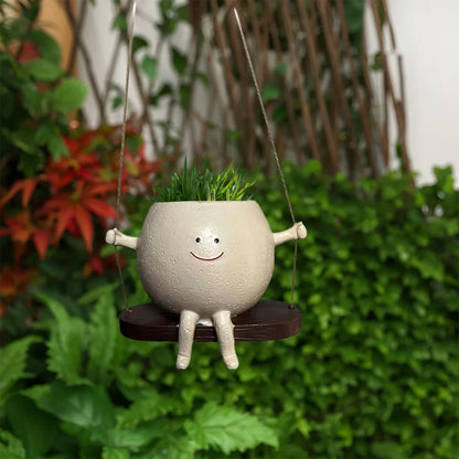 Cute Rocking Chair Face Flower Pot