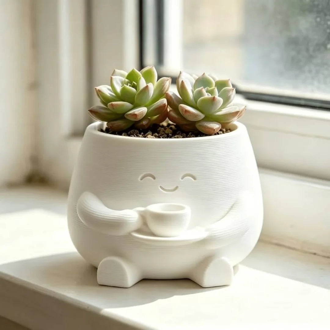 3D Printed Cute Smiling Figure Planter