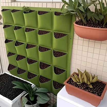 18-Pocket Vertical Garden Planter, Wall-Mounted Bag for Balcony/Patio. Grow herbs &amp; vegetables indoors/outdoors. Space-saving.