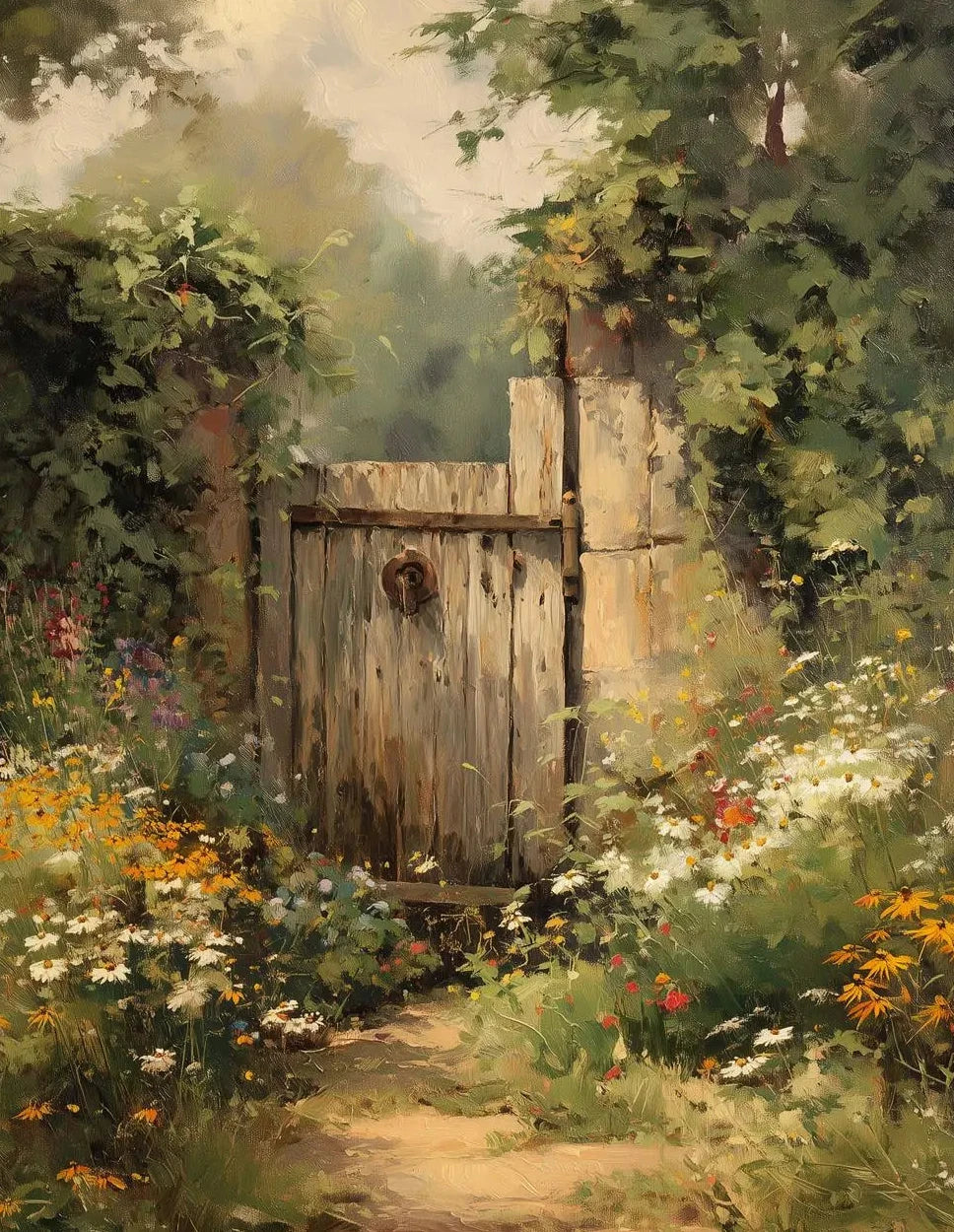 Retro Nostalgia Wildflower Farmhouse Canvas Art Poster