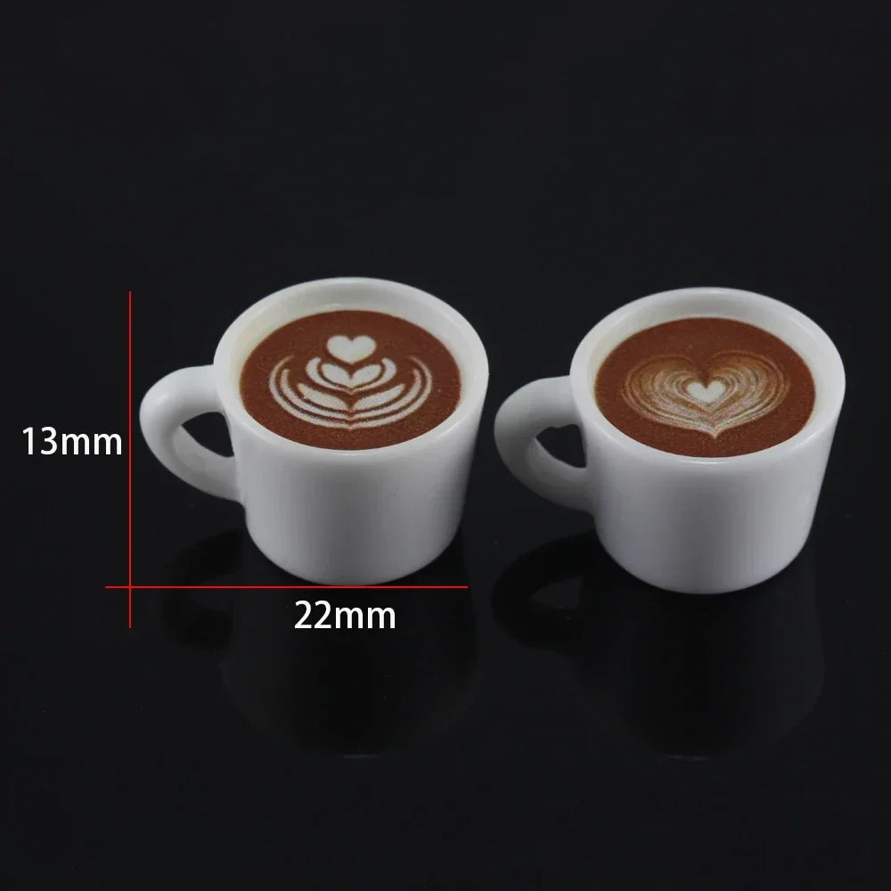 10pcs Cute Latte Art Coffee Cup Charms 3D Resin Drink Mug Pendants for Earring Necklace Keychain Dollhouse DIY Jewelry Making