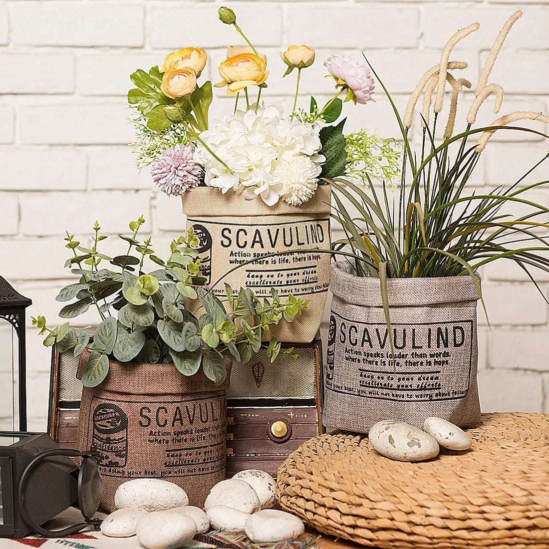 1pc-Nordic Flower Pot Ins Kraft Paper Creative Fabric Flower Pot Set Living Room Potting Flower Pot Decoration Home Flower Pot
