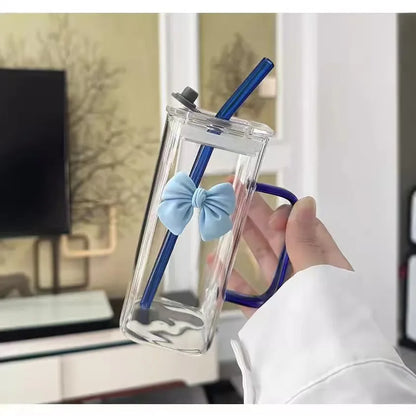 Elegant Butterfly Glass Tumbler with Straw & Handle 🦋🥤