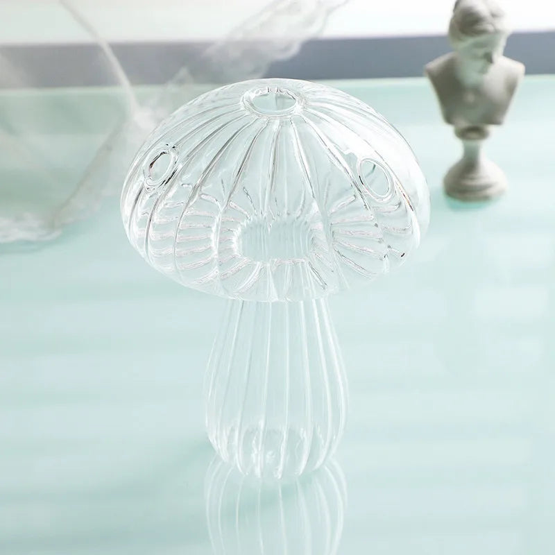 Mini Mushroom Glass Vase – Nordic Hydroponic Flower Decor
