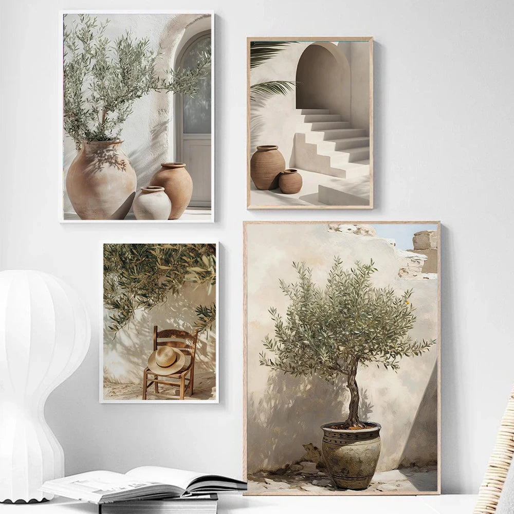 Natural Aesthetics Olive Tree Landscape Wall Art Print