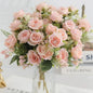30cm Premium Silk Rose & Peony Bouquet (5 Big Heads & 4 Buds)