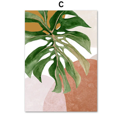Modern Nordic Style Spring Green Plant Leaf Canvas Poster