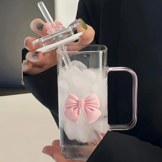 Elegant Butterfly Glass Tumbler with Straw & Handle 🦋🥤