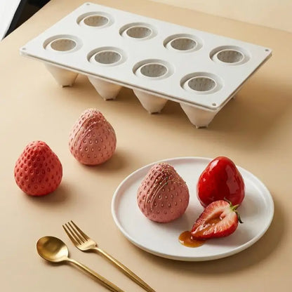 8-Cavity Strawberry Silicone Dessert Mold
