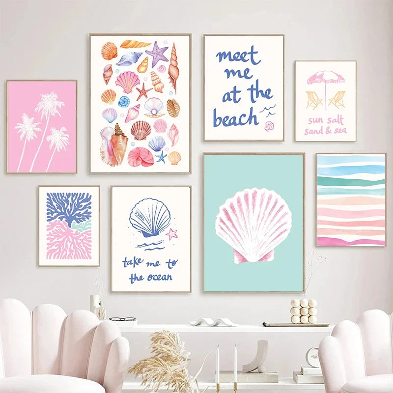 Girly Trendy Beach Scent Coastal Gallery Wall Art Set
