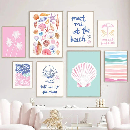 Girly Trendy Beach Scent Coastal Gallery Wall Art Set
