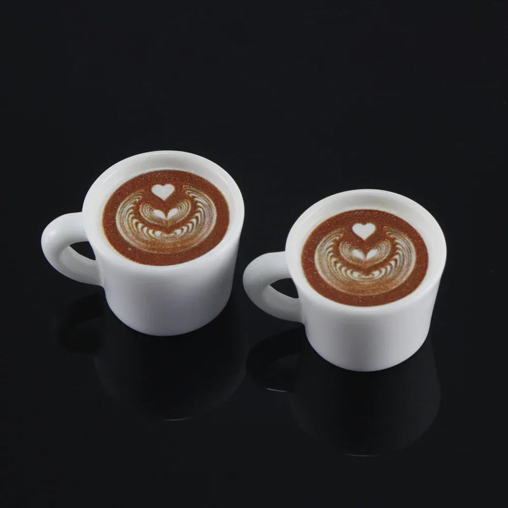 10pcs Cute Latte Art Coffe Cup Charms 3D Resin Drink Mug Pendants for Earring Necklace Keychain Dollhouse DIY Jewelry Making
