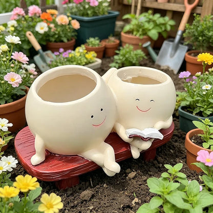 Unique Double-Headed Resin Planter