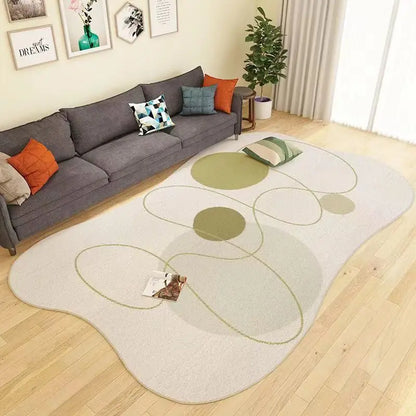 VIKAMA Irregular-Shaped Living Room Sofa, Coffee Table Carpet, Bedroom Stain-Resistant Crystal Velvet Floor Mat, Home Decoration