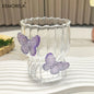 3D Butterfly Striped Glass Coffee Cup 🦋☕