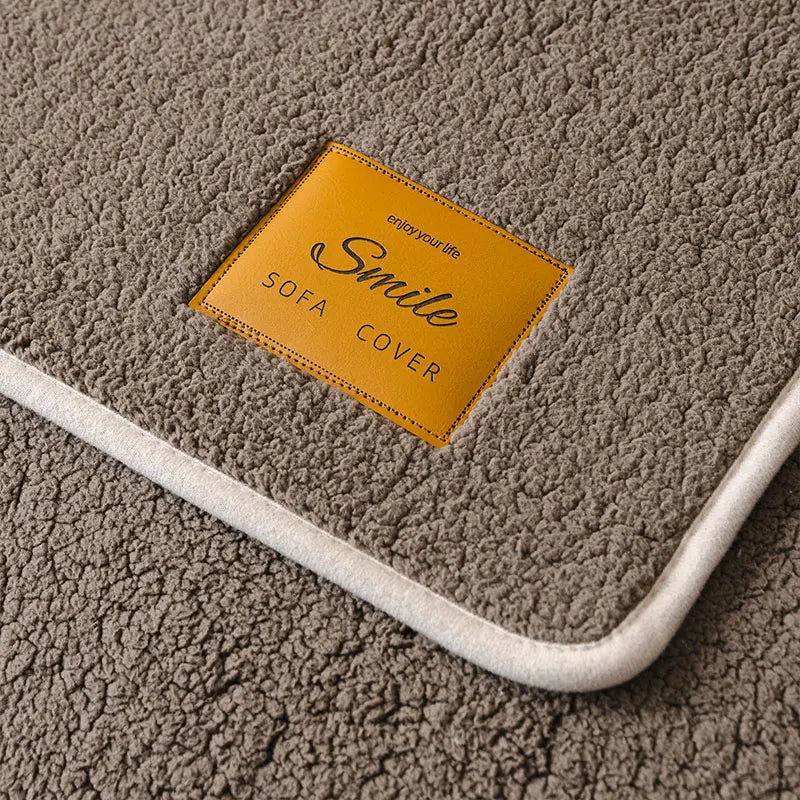 1PC-Autumn and Winter Pure Color Simple Lamb Fleece Sofa Mat Universal Multi functional Sofa Mat