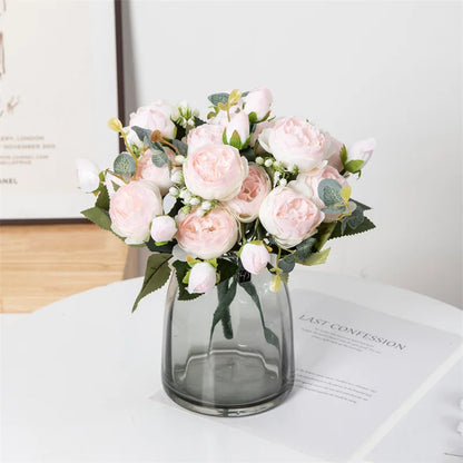 Premium Silk White Peony Artificial Flowers for Home Vase Decor