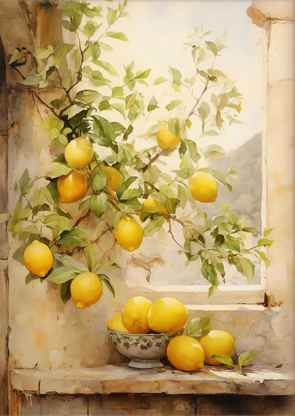Retro Lemon Garden Canvas Wall Art 🍋🌿