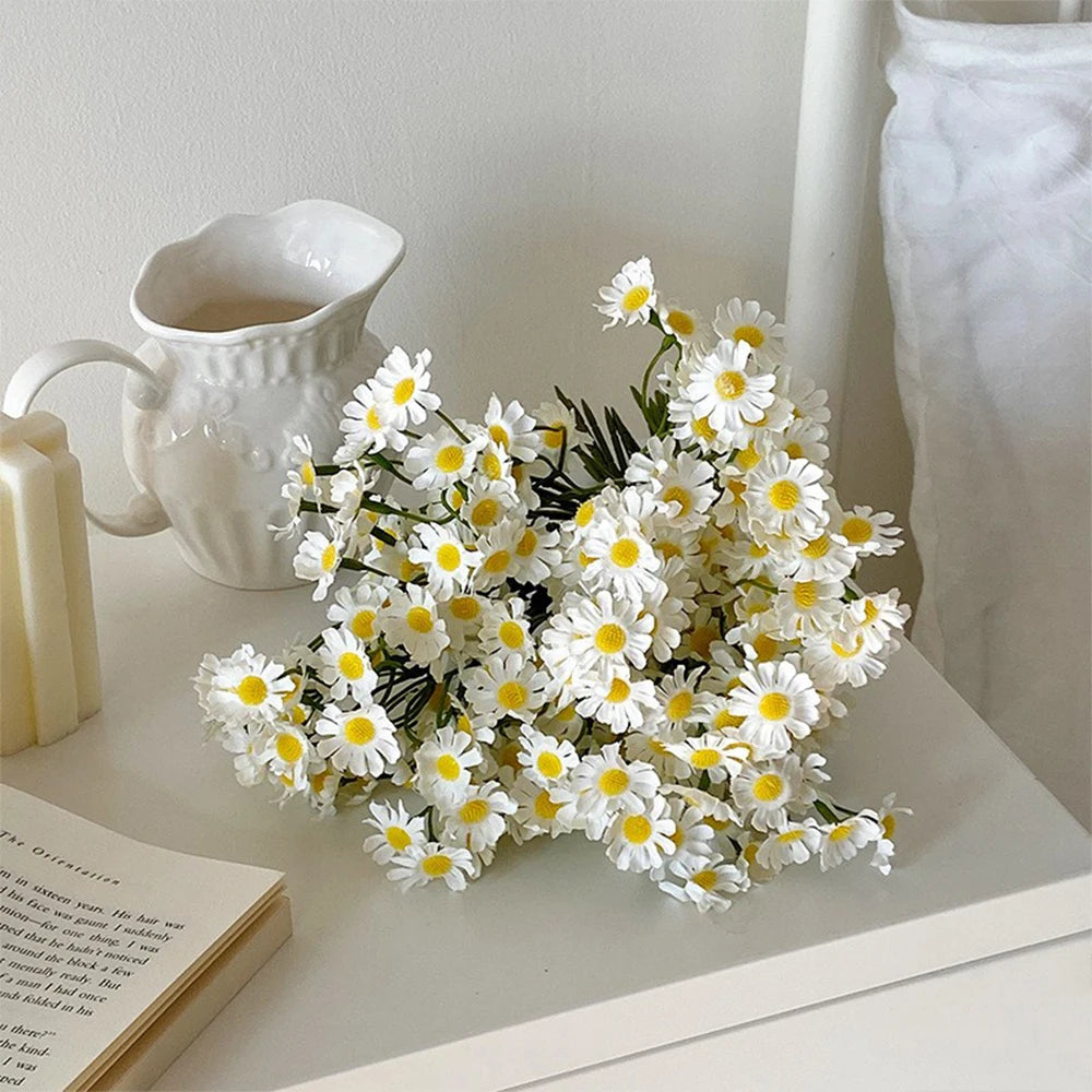6Pcs Premium Silk White Daisy Artificial Flower Bouquet