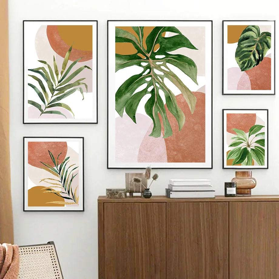 Modern Nordic Style Spring Green Plant Leaf Canvas Poster