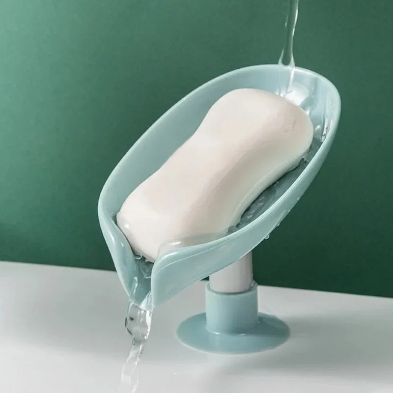Leaf-Shaped Drain Soap Holder with Suction Cup Base (1Pcs)