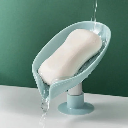 Leaf-Shaped Drain Soap Holder with Suction Cup Base (1Pcs)