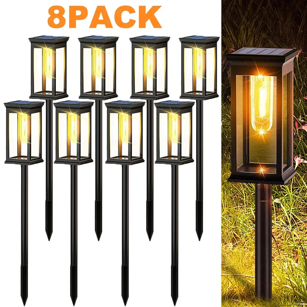 Solar Garden Lights LED Solar Pathway Lights Outdoor Waterproof Auto on/Off for Landscape  Yard Walkway Lawn Lighting Warm White