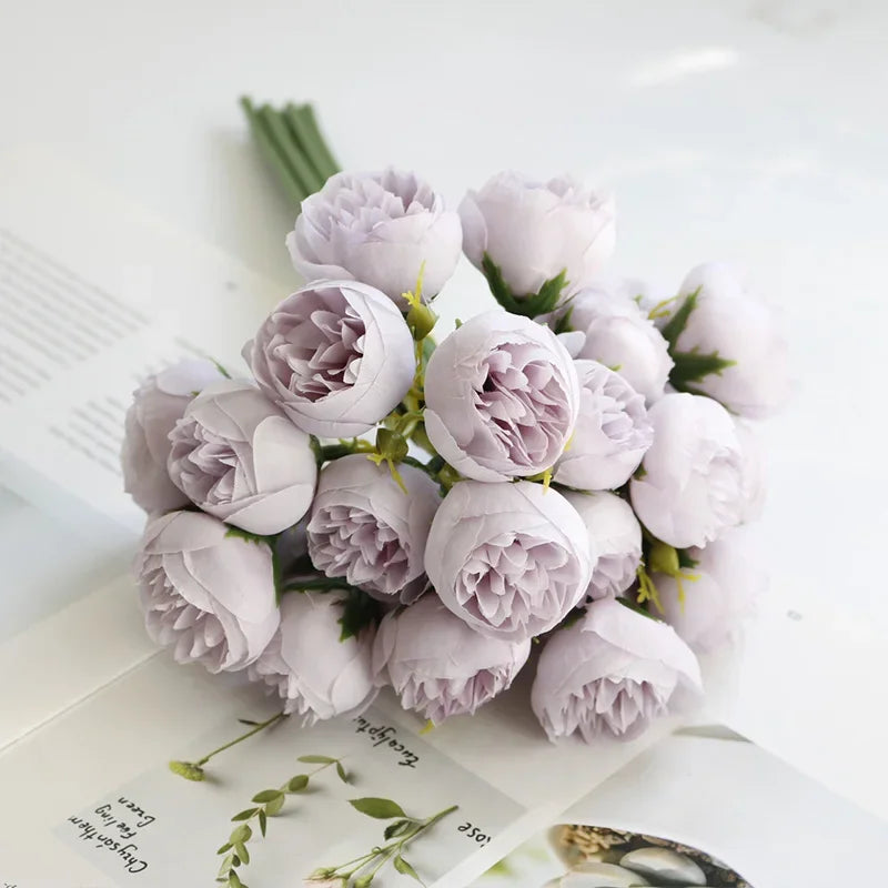 27-Heads Premium Silk Rose & Peony Artificial Flower Bouquet