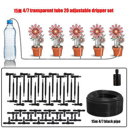 Garden Black Adjustable valve Drip Irrigation Kit Potted Plant Watering Device 4/7mmHose Watering Saving MicroDripper Greenhouse