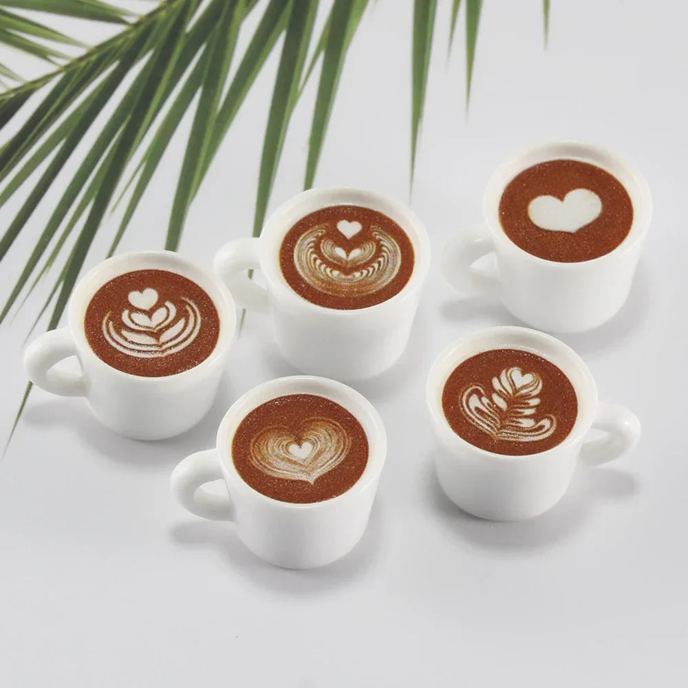 10pcs Cute Latte Art Coffee Cup Charms 3D Resin Drink Mug Pendants for Earring Necklace Keychain Dollhouse DIY Jewelry Making
