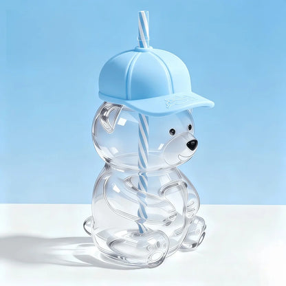 Bear Glass Cup with Lid & Straw 🐻🥤