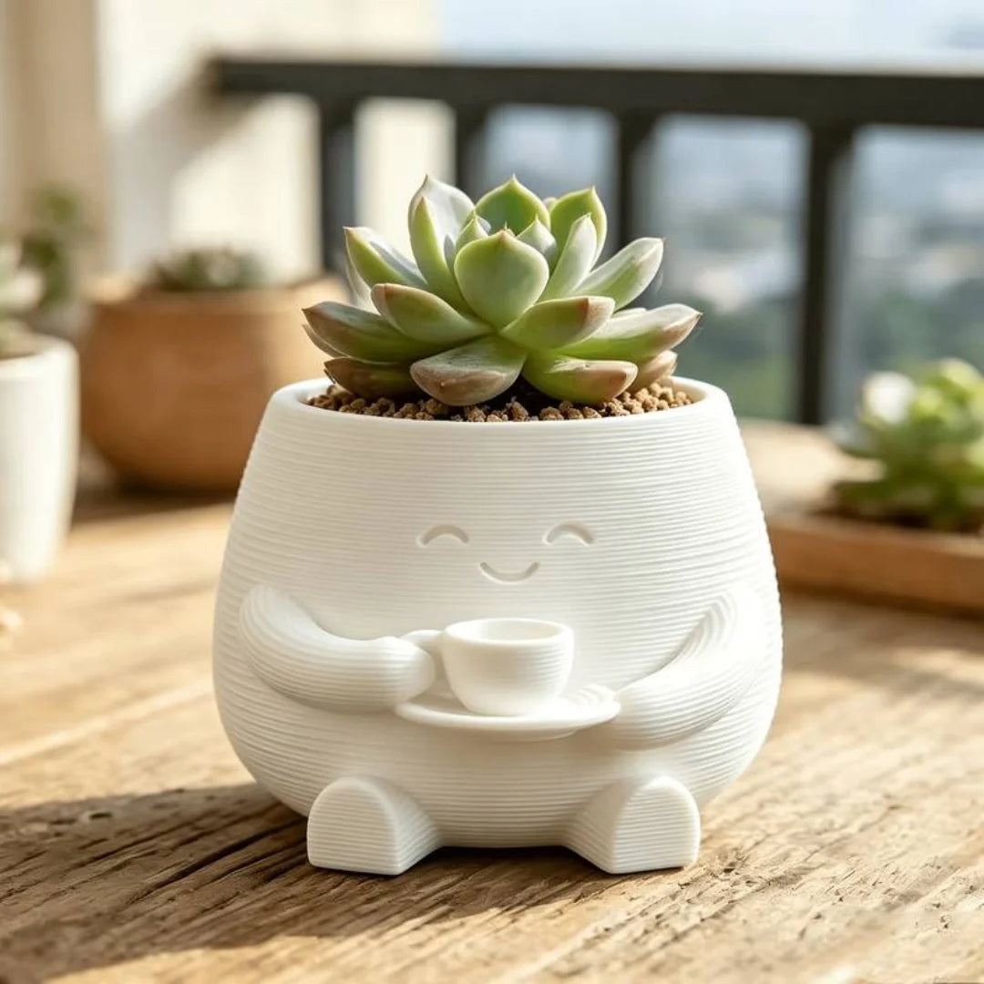 3D Printed Cute Smiling Figure Planter
