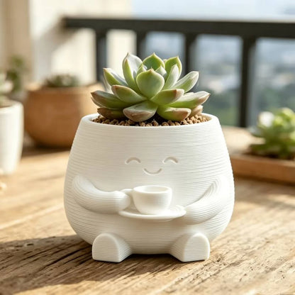 3D Printed Cute Smiling Figure Planter